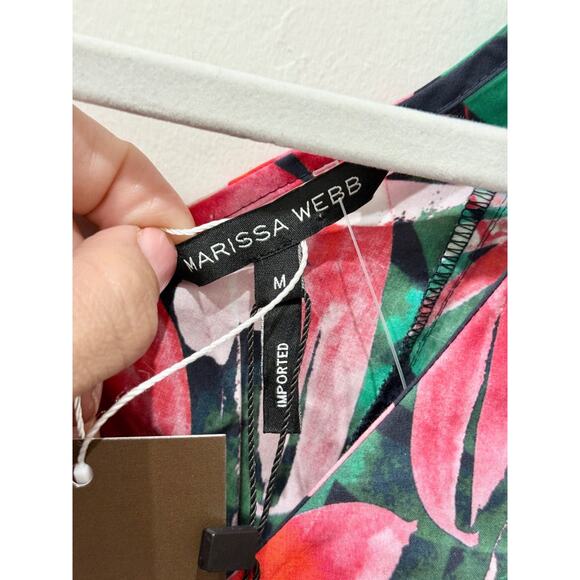 NWT Marissa Webb Maisie Floral Print Ruffle Hem Blouse Top Garnet Lily Women's M - Picture 6 of 7